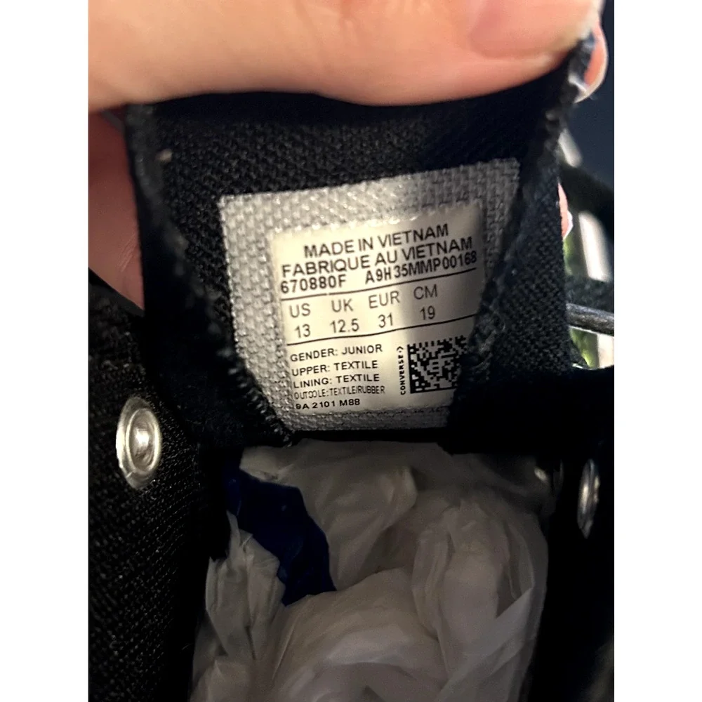 CONVERSE‎ Chuck Taylor Glow In The Dark Bugs Hi-Top Sneakers Junior Size 13